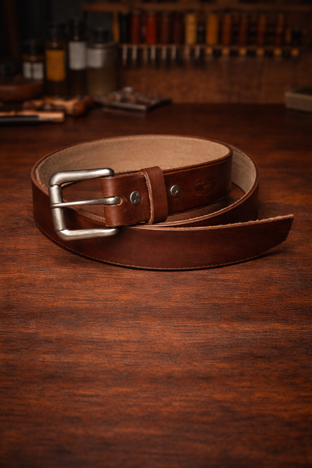 Leather Belts stainless steel and brass buckle 1 1/2 wide