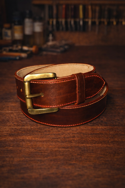 Leather Belts stainless steel and brass buckle 1 1/2 wide