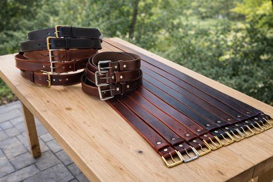 Leather Belts stainless steel and brass buckle 1 1/2 wide